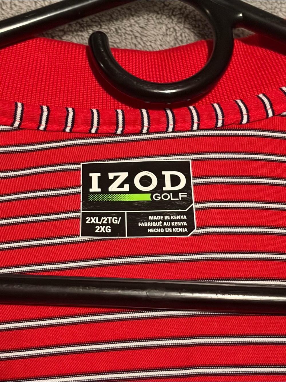 Izod Red and White Thin-Striped Polo - Picture 3 of 3